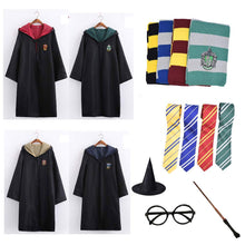 Load image into Gallery viewer, Robe Cape Cloak With Tie Scarf Wand Potter Glasses Ravenclaw Gryffindor Hufflepuff Slytherin Costume Adult Potter Cosplay