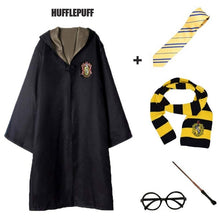 Load image into Gallery viewer, Robe Cape Cloak With Tie Scarf Wand Potter Glasses Ravenclaw Gryffindor Hufflepuff Slytherin Costume Adult Potter Cosplay