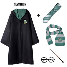 Load image into Gallery viewer, Robe Cape Cloak With Tie Scarf Wand Potter Glasses Ravenclaw Gryffindor Hufflepuff Slytherin Costume Adult Potter Cosplay