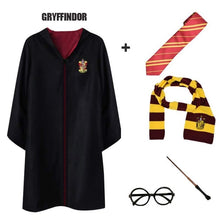 Load image into Gallery viewer, Robe Cape Cloak With Tie Scarf Wand Potter Glasses Ravenclaw Gryffindor Hufflepuff Slytherin Costume Adult Potter Cosplay