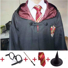 Load image into Gallery viewer, Robe Cape Cloak With Tie Scarf Wand Potter Glasses Ravenclaw Gryffindor Hufflepuff Slytherin Costume Adult Potter Cosplay