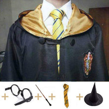 Load image into Gallery viewer, Robe Cape Cloak With Tie Scarf Wand Potter Glasses Ravenclaw Gryffindor Hufflepuff Slytherin Costume Adult Potter Cosplay