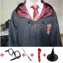 Load image into Gallery viewer, Robe Cape Cloak With Tie Scarf Wand Potter Glasses Ravenclaw Gryffindor Hufflepuff Slytherin Costume Adult Potter Cosplay