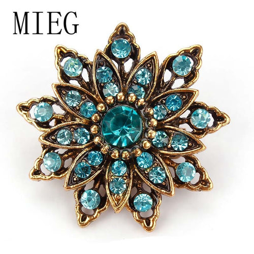 MIEG Vintage Gold Color Plated Flower Brooches for Women Wedding Rhinestone Bouquet Bijoux Pins Clothing Jewelry Accessories