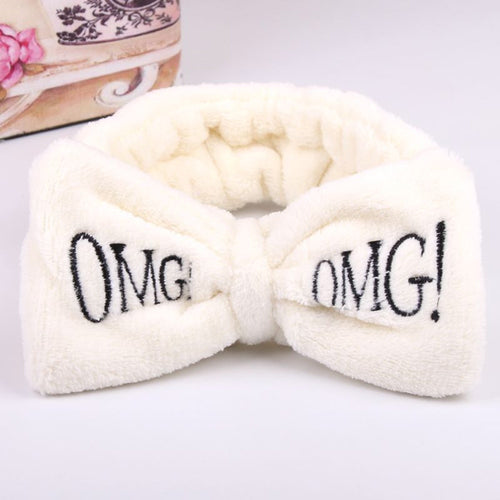 2019 New OMG Letter Coral Fleece Wash Face Bow Hairbands For Women Girls Headbands Headwear Hair Bands Turban Hair Accessories