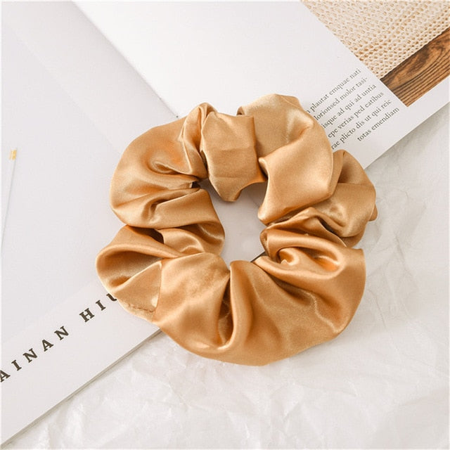 Fashion Solid Color Reflect Light Hair Scrunchies Ponytail Holder Soft Stretchy Hair Elastic Rope Accessories For Women Hairband