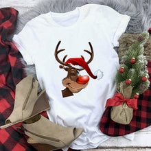 Load image into Gallery viewer, New Kawaii Reindeer T shirt Women Fashion Christmas Harajuku Short Sleeve T-shirt White Suitable All Seasons Tshirt Tops Clothes