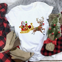 Load image into Gallery viewer, New Kawaii Reindeer T shirt Women Fashion Christmas Harajuku Short Sleeve T-shirt White Suitable All Seasons Tshirt Tops Clothes