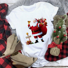 Load image into Gallery viewer, New Kawaii Reindeer T shirt Women Fashion Christmas Harajuku Short Sleeve T-shirt White Suitable All Seasons Tshirt Tops Clothes