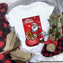 Load image into Gallery viewer, New Kawaii Reindeer T shirt Women Fashion Christmas Harajuku Short Sleeve T-shirt White Suitable All Seasons Tshirt Tops Clothes