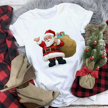 Load image into Gallery viewer, New Kawaii Reindeer T shirt Women Fashion Christmas Harajuku Short Sleeve T-shirt White Suitable All Seasons Tshirt Tops Clothes