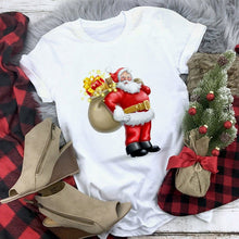 Load image into Gallery viewer, New Kawaii Reindeer T shirt Women Fashion Christmas Harajuku Short Sleeve T-shirt White Suitable All Seasons Tshirt Tops Clothes
