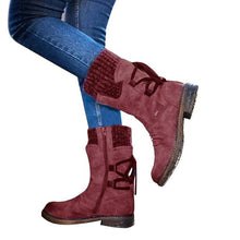 Load image into Gallery viewer, Women Boots Fashion Autumn PU Mid-Calf Boots With Back Lace-up Design Boots Solid Color Low Heels Shoes Botas Mujer 2019