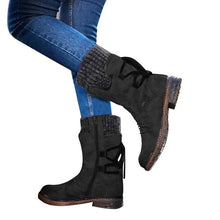 Load image into Gallery viewer, Women Boots Fashion Autumn PU Mid-Calf Boots With Back Lace-up Design Boots Solid Color Low Heels Shoes Botas Mujer 2019