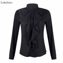 Load image into Gallery viewer, Ruffle Ladies Blouses Shirt White Black Elegant Office Blouse Sleeve Plus Size Womens Tops Clothing Feminine Blouse 2019 Autumn