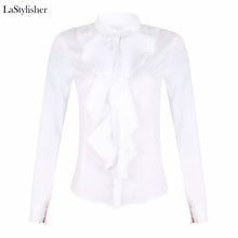 Load image into Gallery viewer, Ruffle Ladies Blouses Shirt White Black Elegant Office Blouse Sleeve Plus Size Womens Tops Clothing Feminine Blouse 2019 Autumn