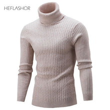 Load image into Gallery viewer, HEFLASHOR Autumn Warm Turtleneck Sweater Men Fashion Solid Knitted Mens Sweaters 2019 Casual Male Double Collar Slim Pullover