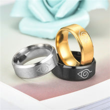 Load image into Gallery viewer, Naruto Konoha Hidden Village Rings Silver Gold Black Titanium Steel Men/Women 8mm