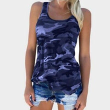 Load image into Gallery viewer, Casual Camouflage Vest T-Shirts Women Simple O-Neck Backless Sleeveless Tees Tops Female Sexy Wild Loose Tops For Lady Plus Size