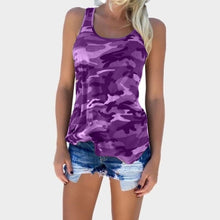 Load image into Gallery viewer, Casual Camouflage Vest T-Shirts Women Simple O-Neck Backless Sleeveless Tees Tops Female Sexy Wild Loose Tops For Lady Plus Size